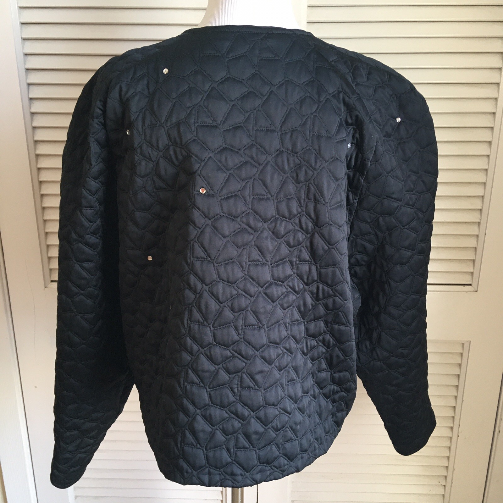 Sonia Rykiel Vintage 1980s Quilted Rhinestone Wrap Kimono Style Jacket Black M L