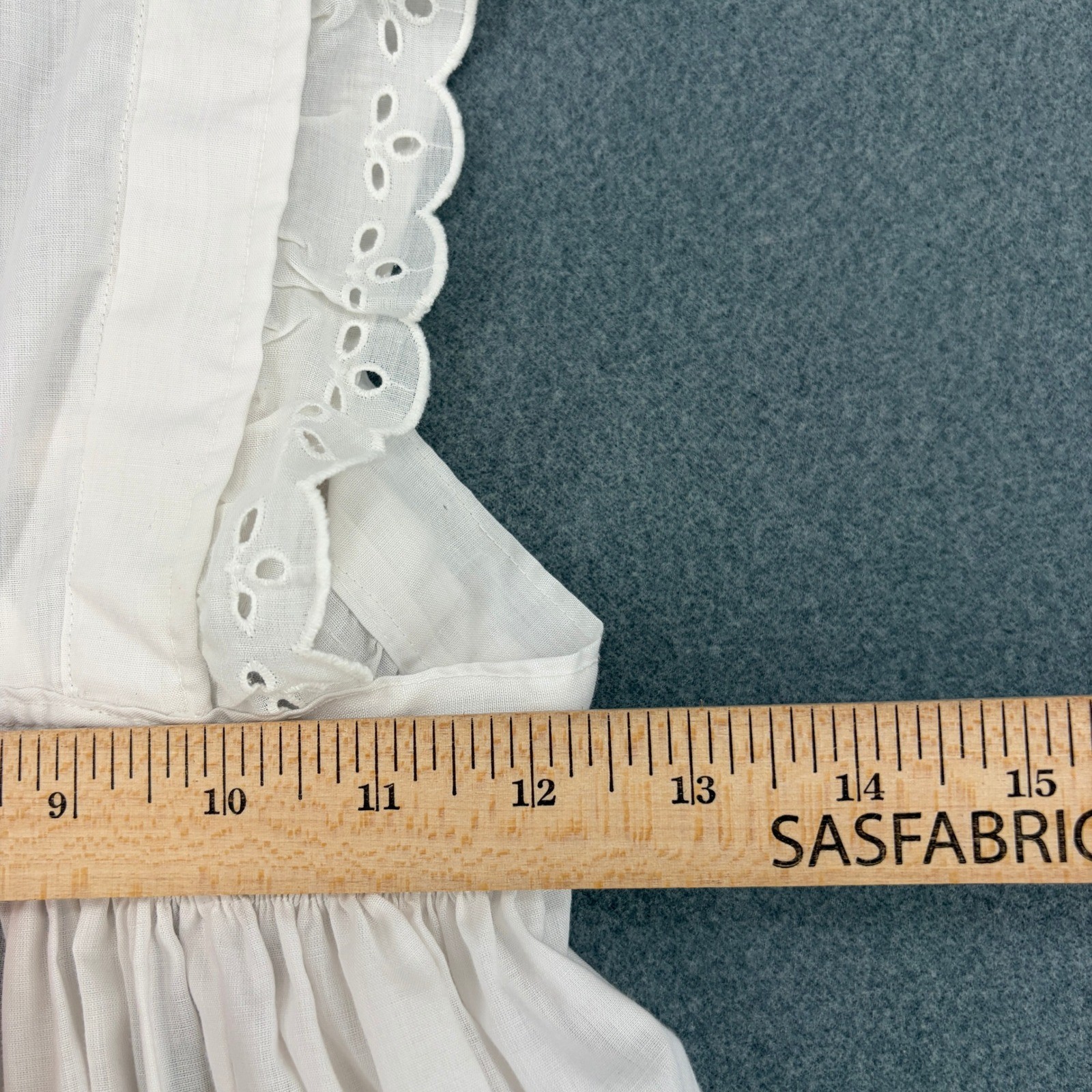 Vintage White Eyelet Lace Pinafore Apron Dress Cottagecore Prairie Maxi S/M FLAW