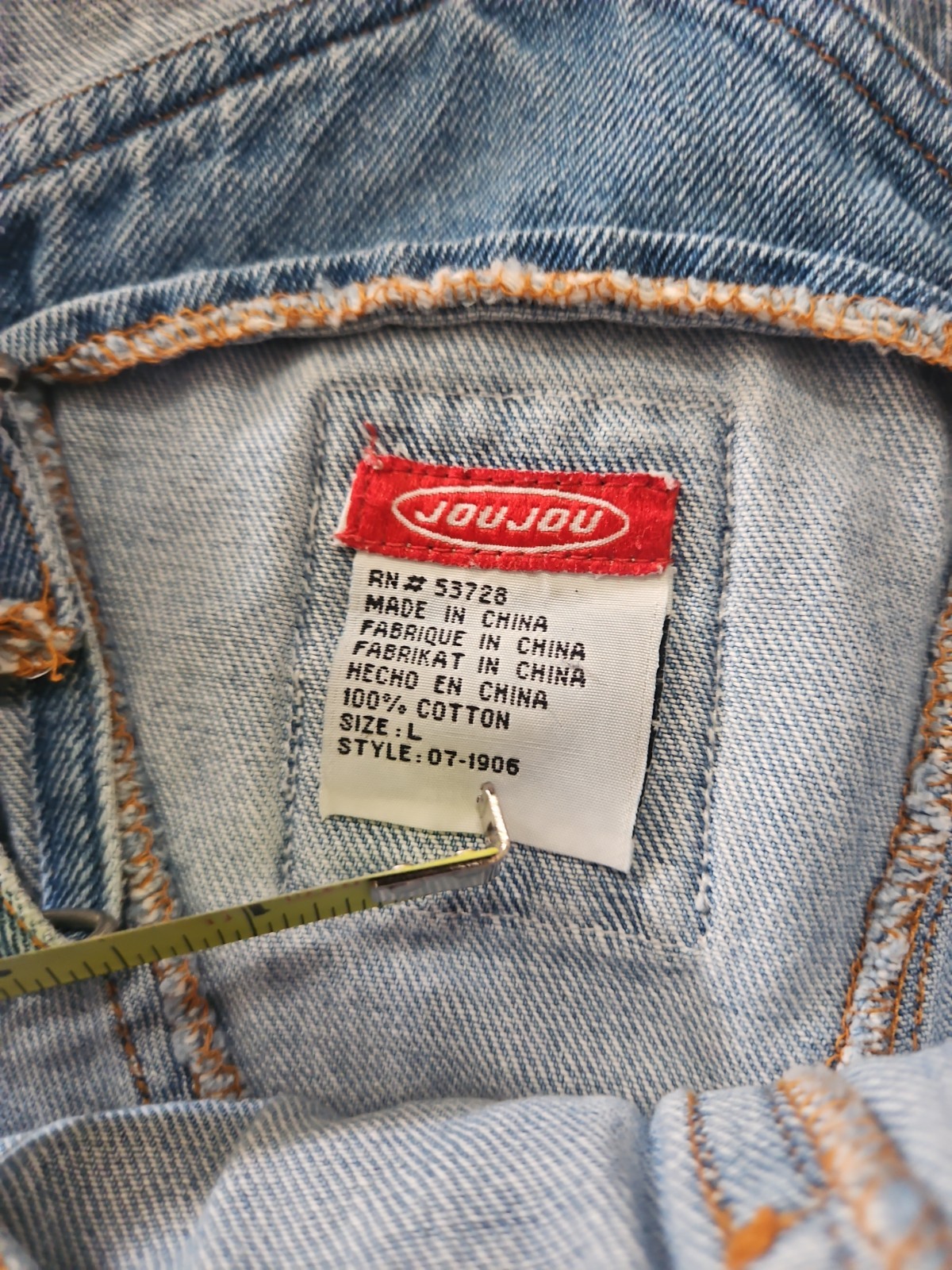 Vintage 1990s JouJou Light Blue Denim Straight Leg.Embroidered Jeans Overalls LG