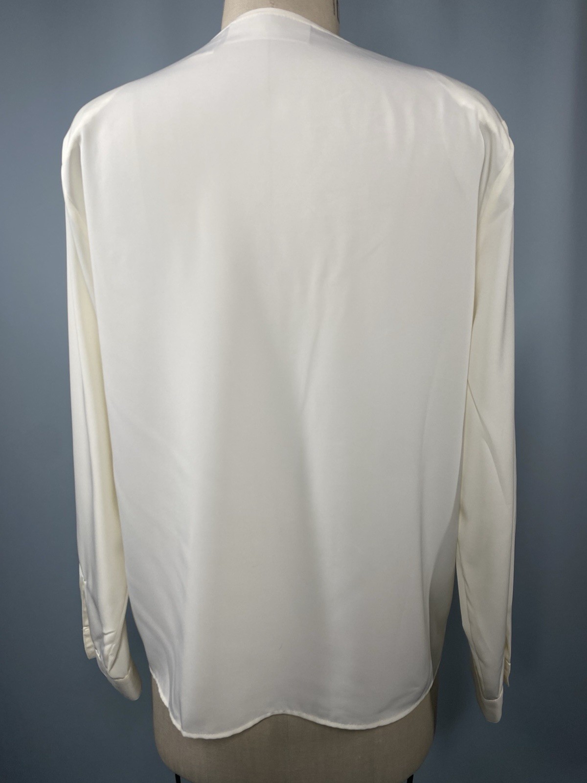 Vintage Blouse Top SIZE LARGE 10 ivory embroidered CLAUDIA RICHARD 80s 90s