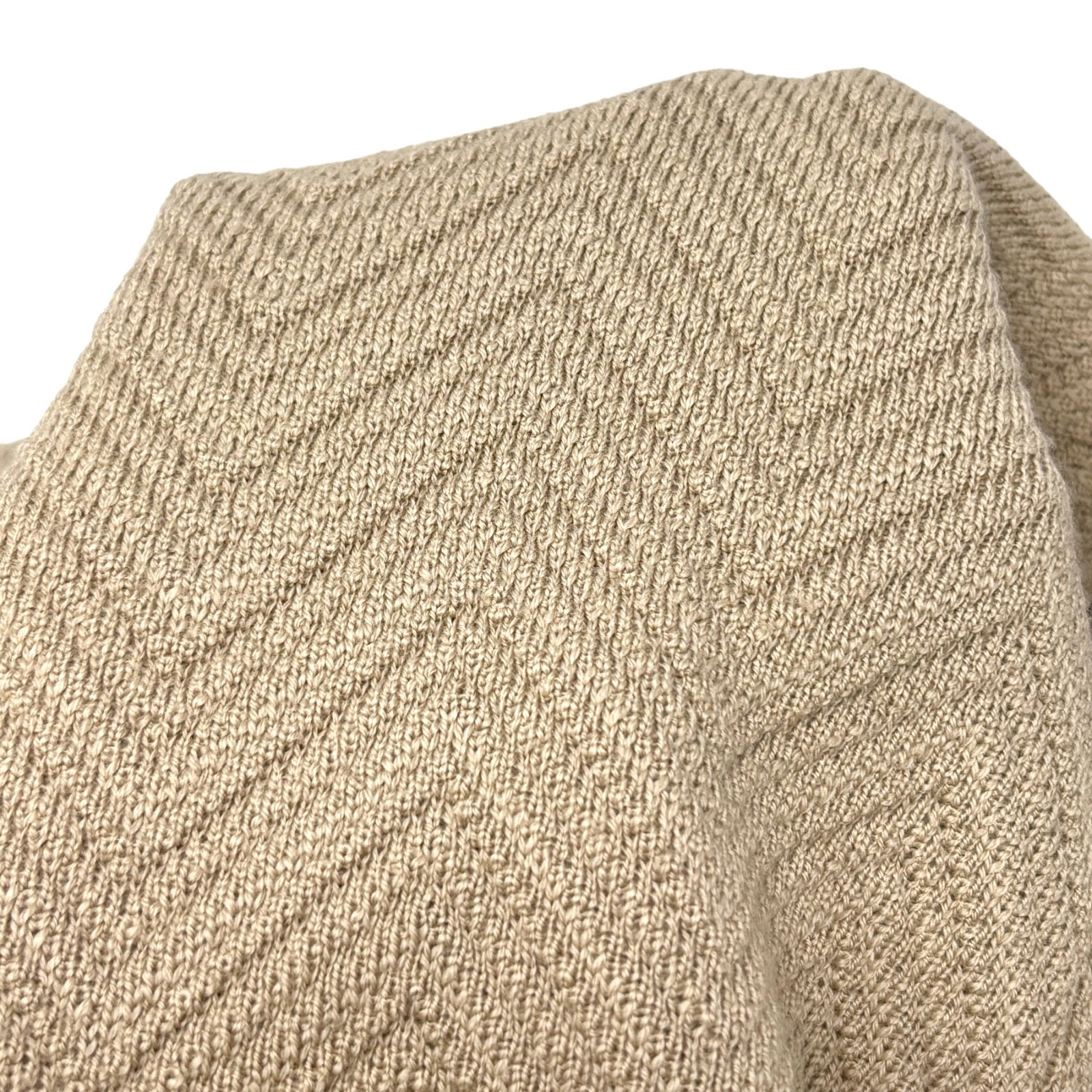 CELINE Vintage Macadam Logo Rib Knit Cardigan #38 Button Light Brown Gold Wool