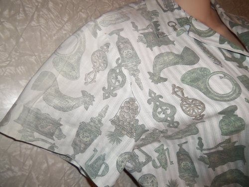 Vtg 50s VIRGINIA HART Cotton Fabric KITCHEN THEME Belt Dress DEADSTOCK M L NOS