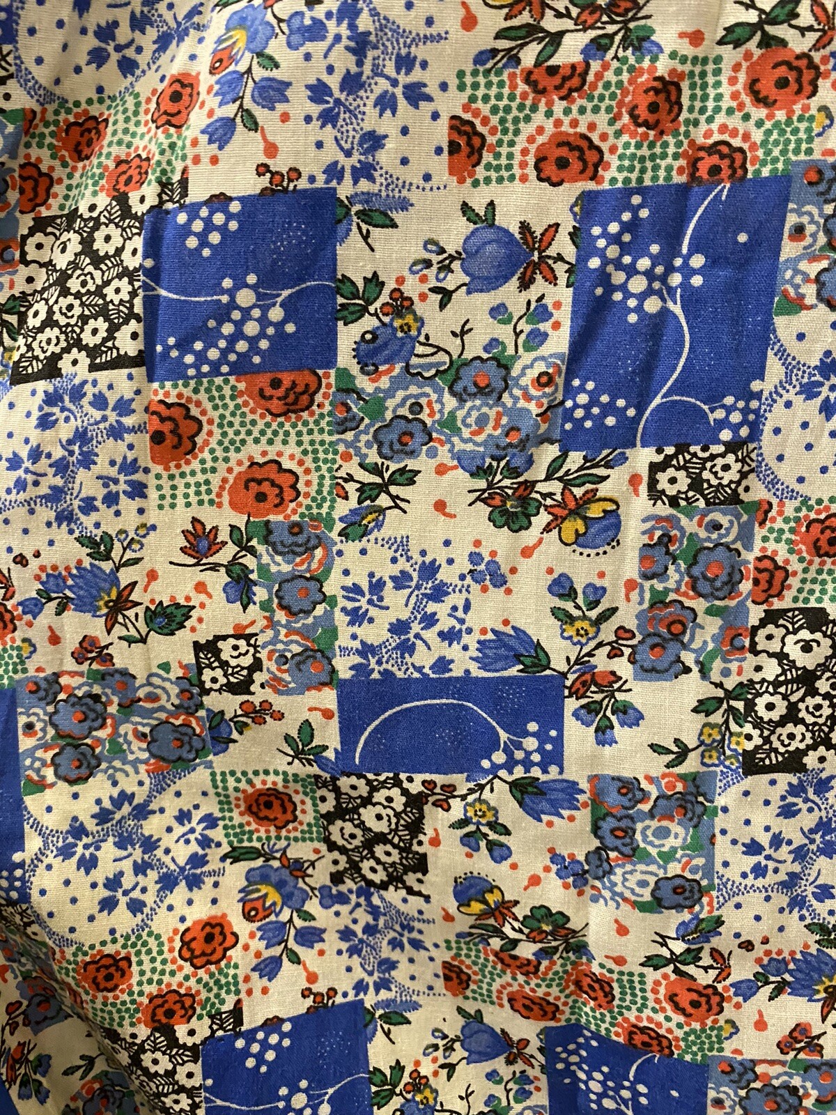 Vintage Handmade 70’s Halter Maxi Dress Patchwork blue red yellow white