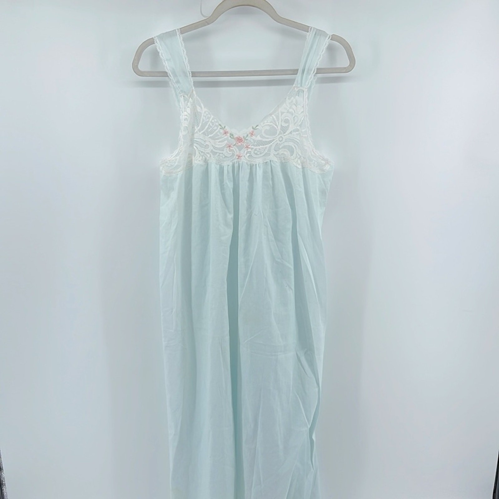Vintage Lucie Ann II thin cotton lace detail sleeveless cottagecore nightgown S