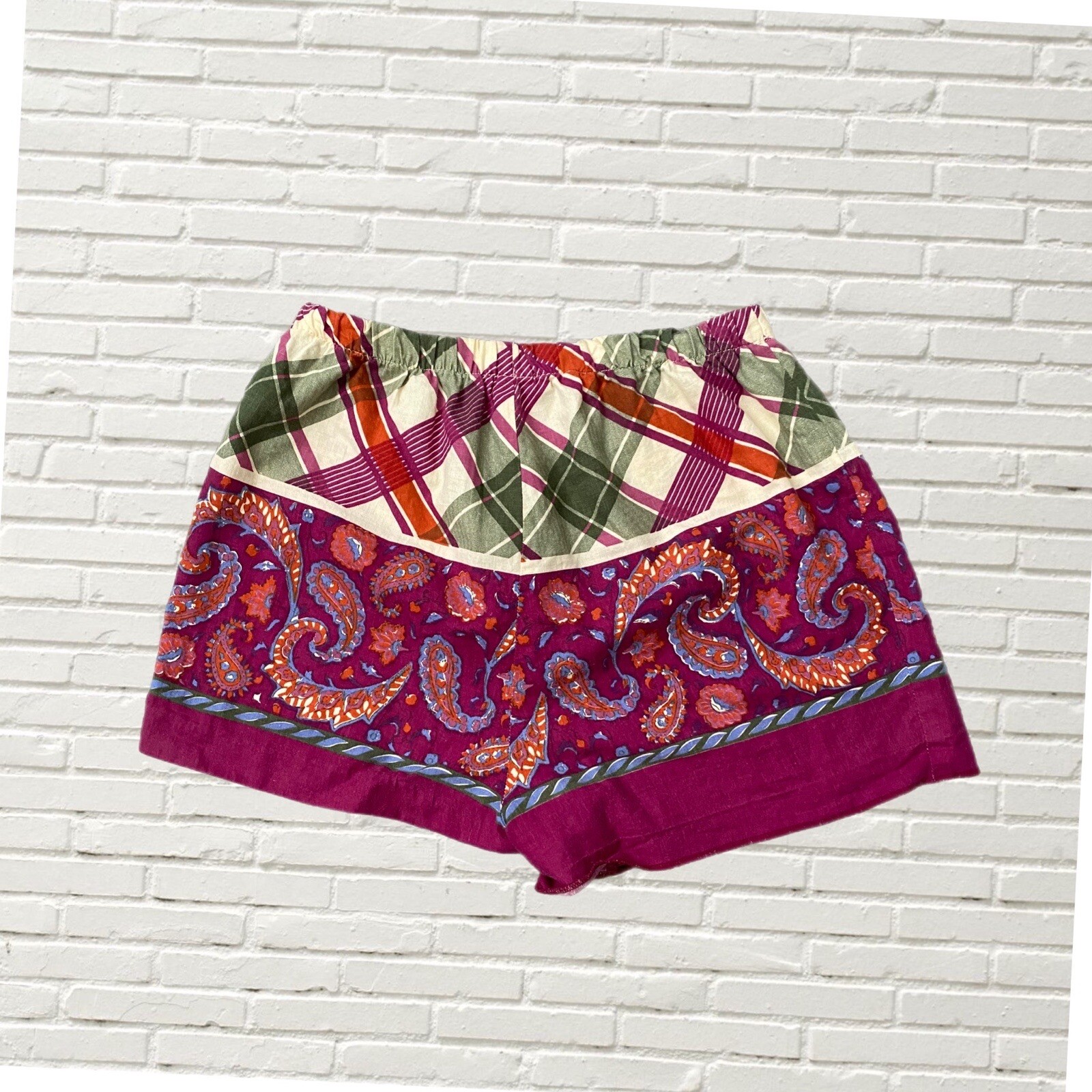 Vintage 70s 3 Piece Set Cotton Crop Top Hot Shorts & Maxi Skirt Paisley Print