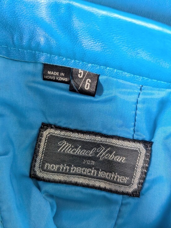 Vintage 80s Michael Hoban North Beach Leather Mini Skirt 5/6 Cobalt Blue Biker