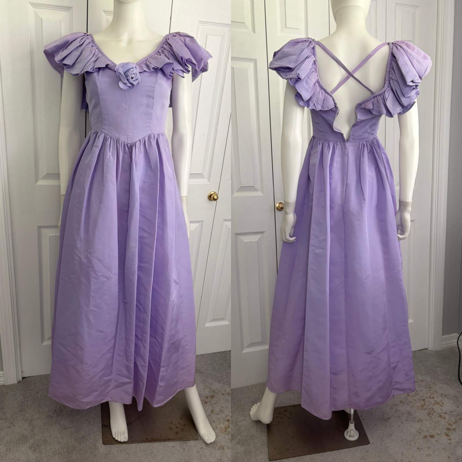 vintage 70s or 80s light purple lilac bodice dress