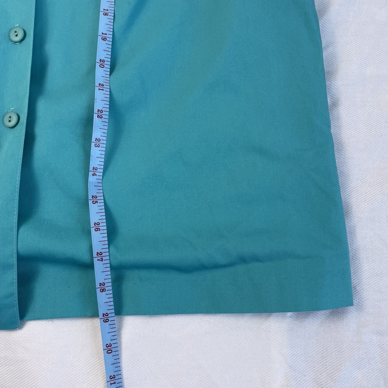 Vintage 80s XS Teal Button Front Midi Skirt High Rise A-Line Turquoise Preppy