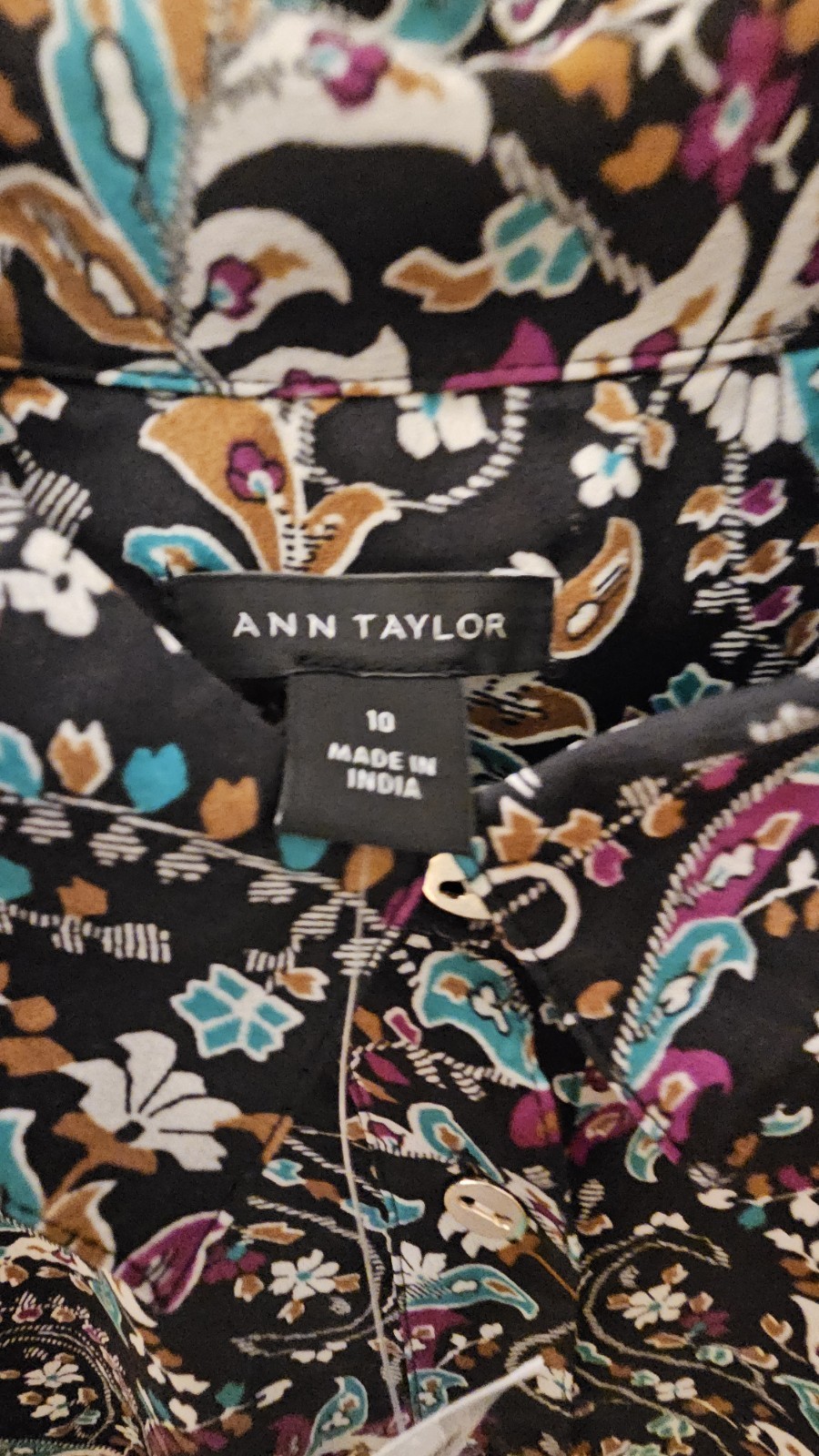 Ann Taylor Black Multi Color Floral Long Sleeve Dress sz 10 NEW WITH TAGS Lined