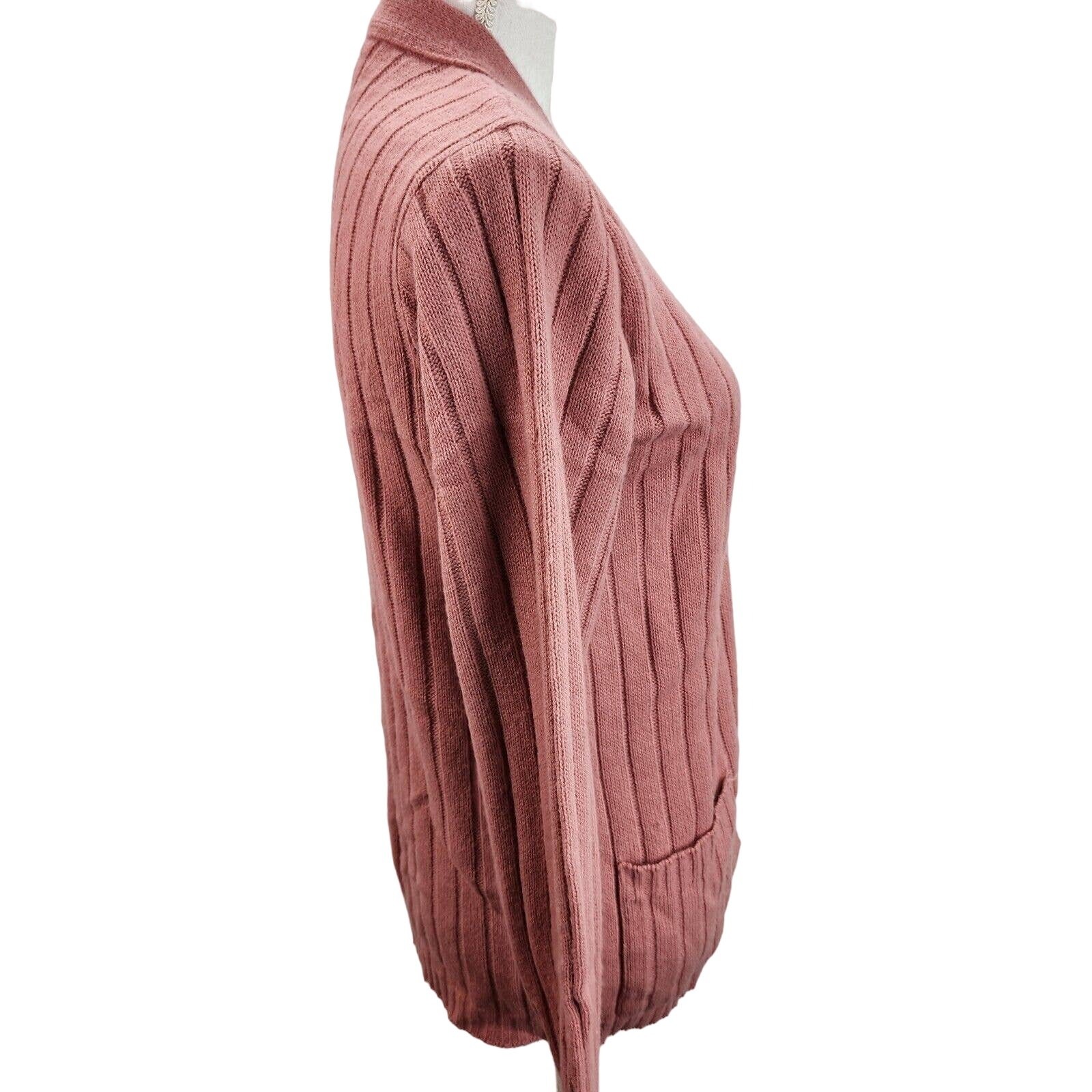 Vintage JC Penney Fashions Mom Sweater MEDIUM Dusty Pink V-Neck Cardigan Office