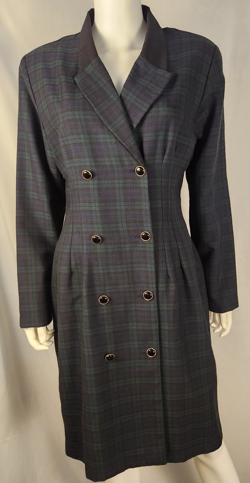 90s Plaid Double Breasted Academia/Old Money/Minimalist Dress CB New York 14