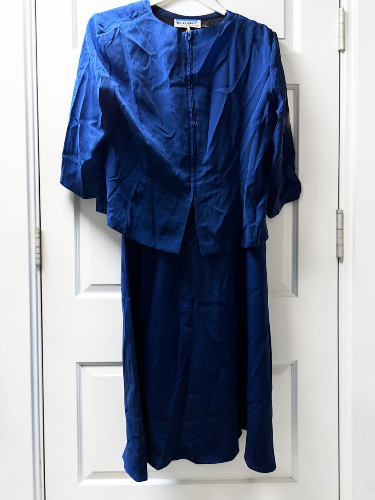 BFA Classics Women’s Blue 2pc Skirt Set Button Front Pleated 12P