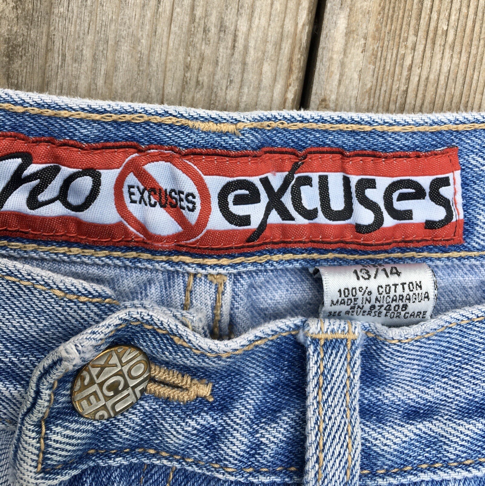 Vintage No Excuses Jeans Juniors Size 13 /14 Light Wash High Rise