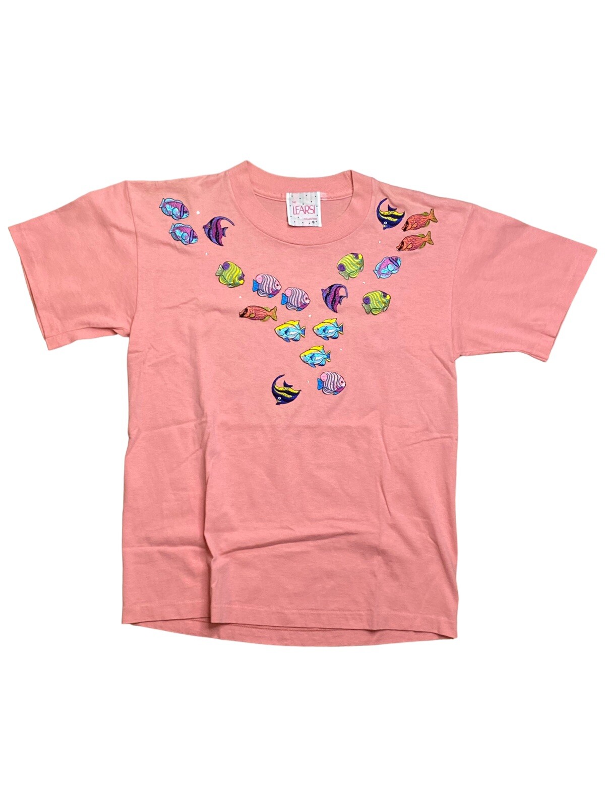 LEARSI Vintage Women’s Size Small Single-Stitch Coral Tee w/Embroidered Fish