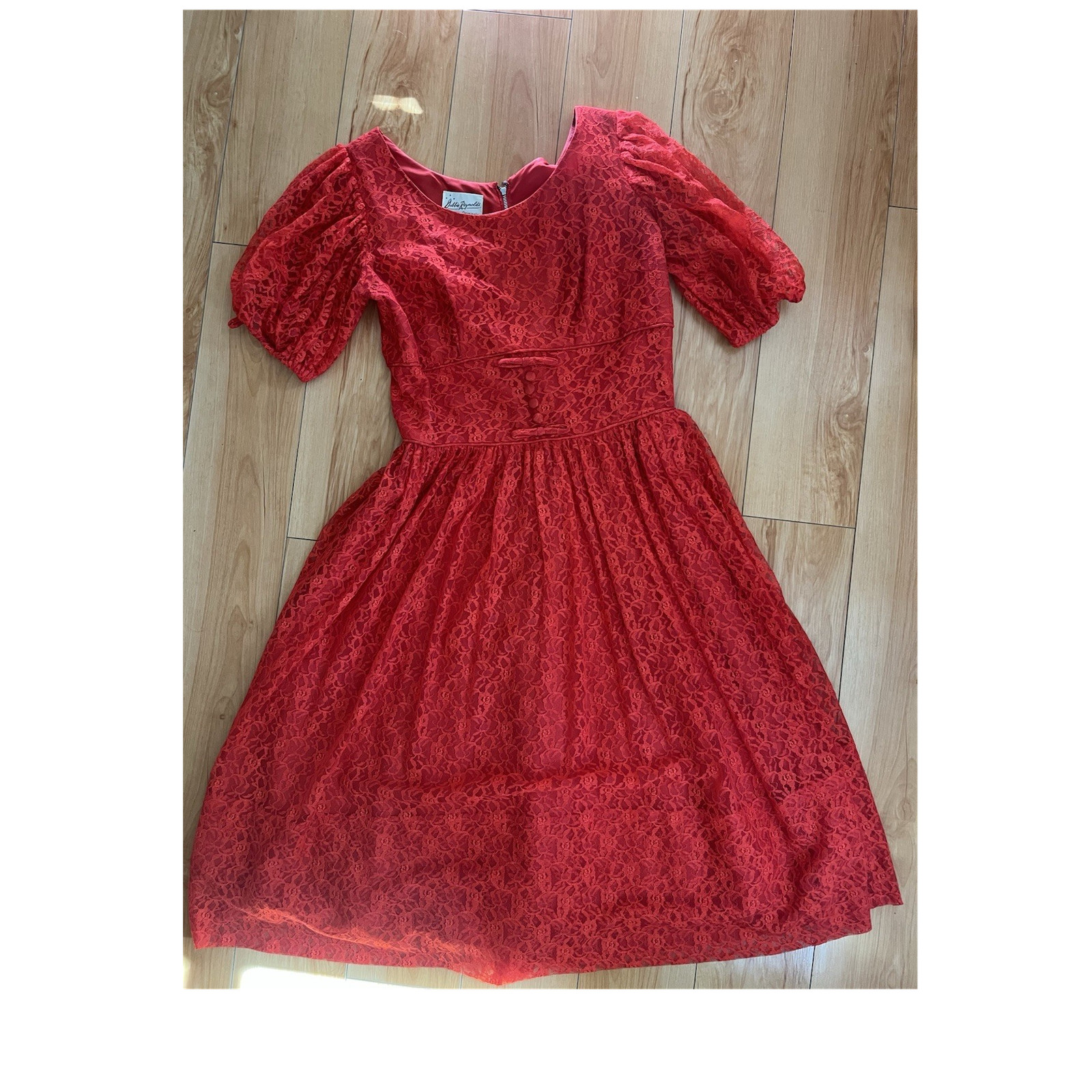Debbie Reynolds Originals Red Lace Vintage Dress