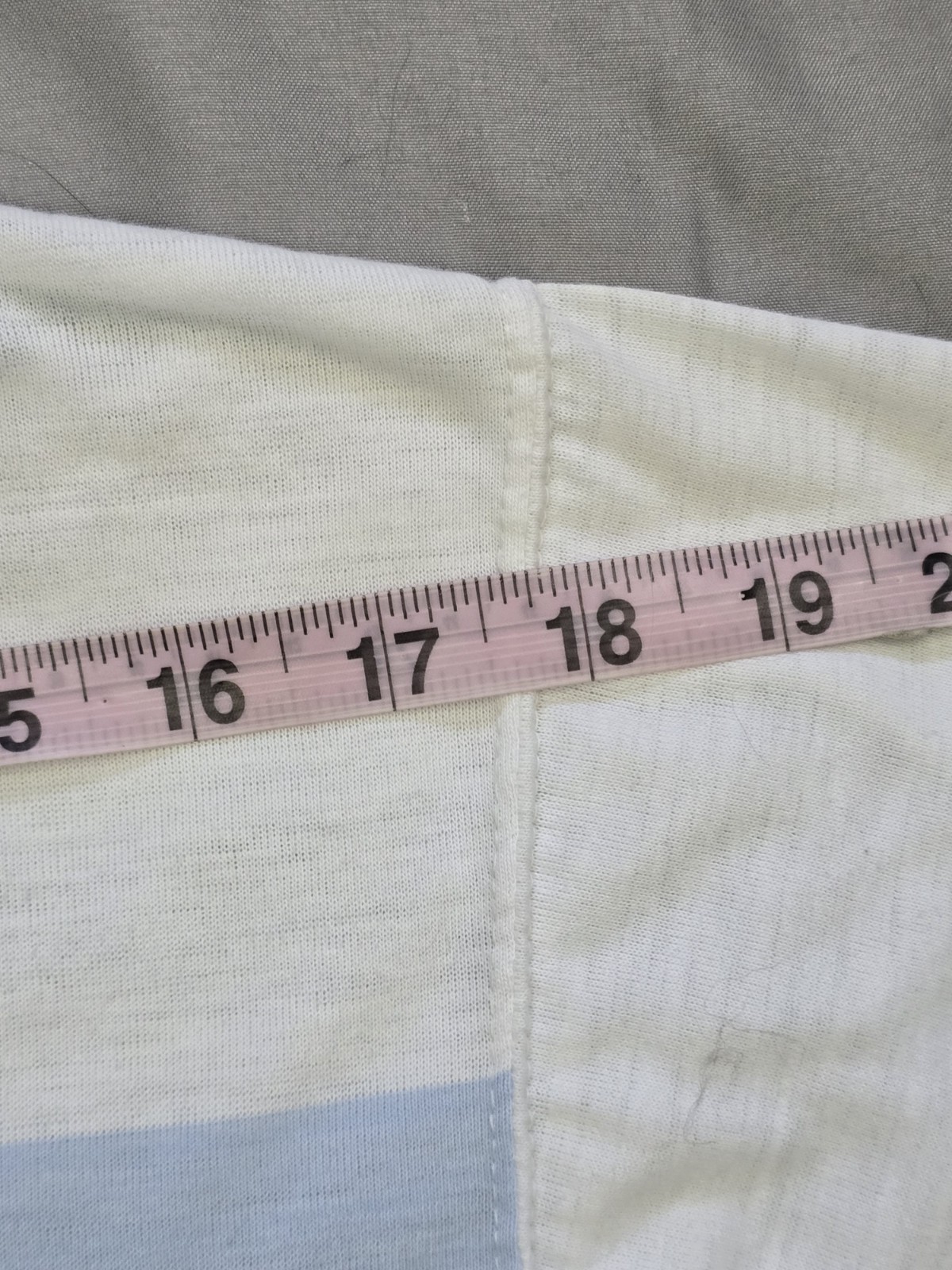 Vintage Energie Blue White Striped Polo Top High Low Hem Size L 80s Preppy