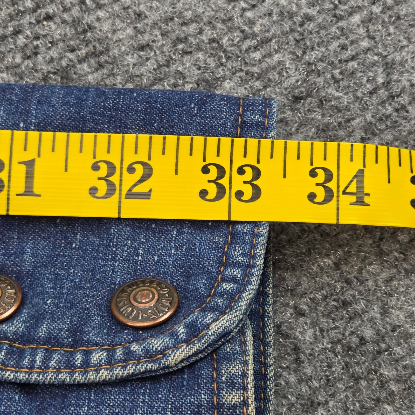 Vintage 70s Levis Denim Chore Shirt Jacket Womens M Blue Orange Tab Western USA