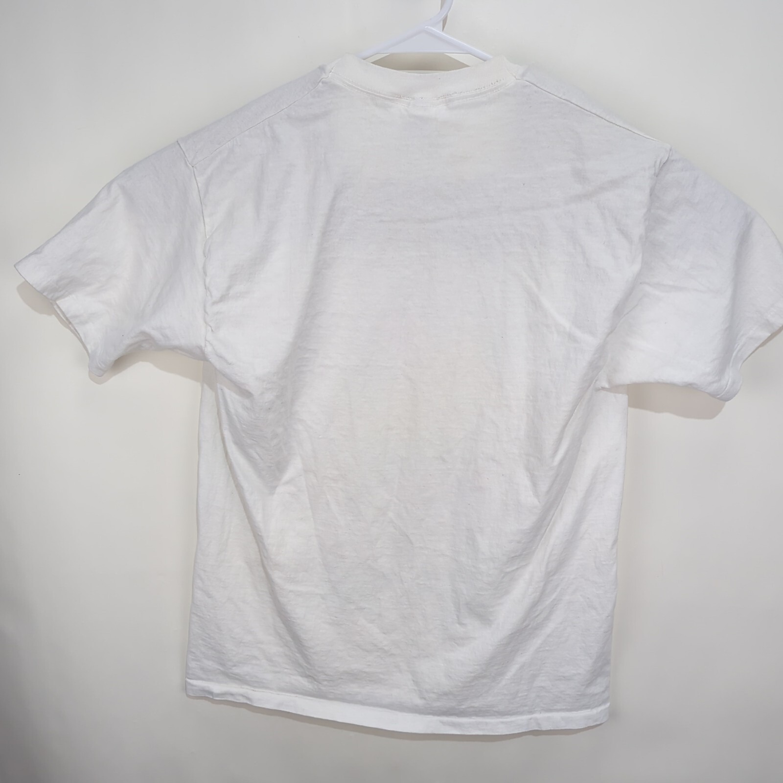 Vintage Floral Art Tee T Shirt Large Bird Pastel White Big Print Sloppy Joes