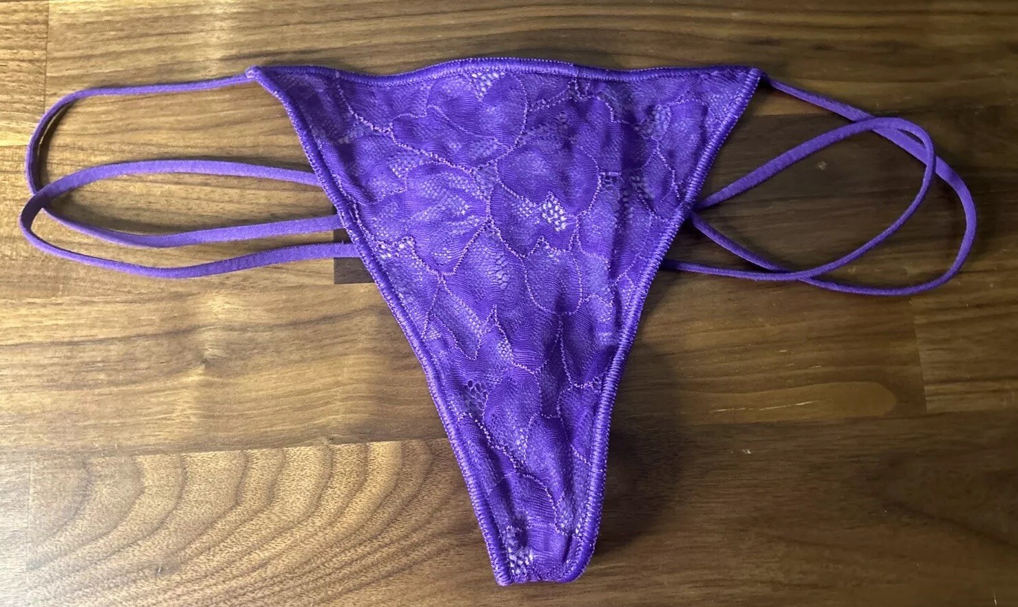 VTG Victoria Secret Hi-cut Double String Thong Panties Sz M V-string Strappy Y2K