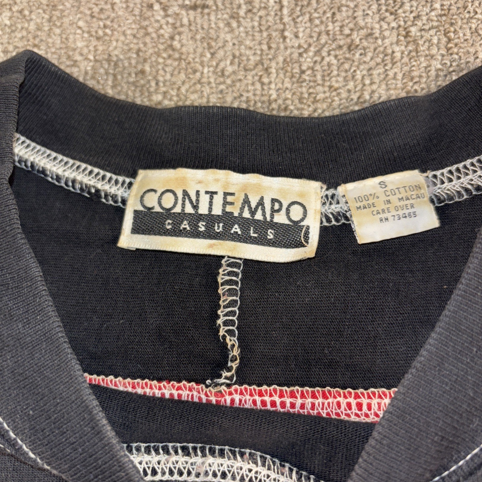 Vintage Contempo Casuals Ladies Sport Rag Long Sleeve Baseball Shirt Small black