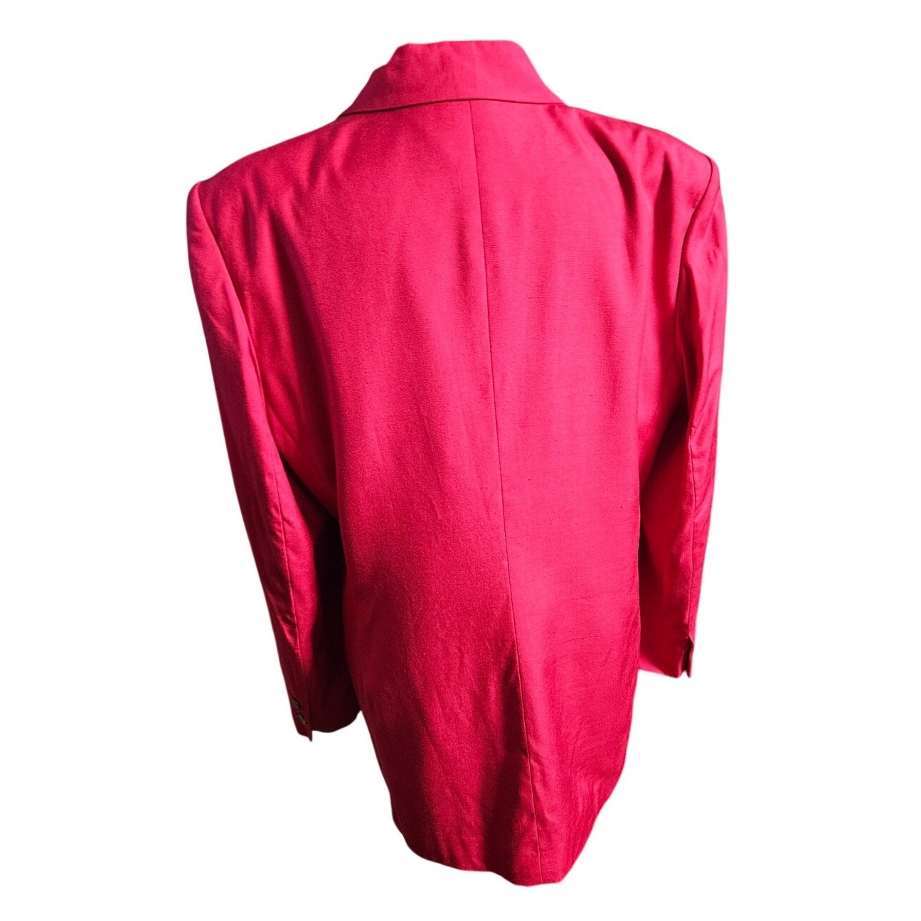 Talbots Blazer Hot Pink Fuchsia Silk Blend Oversized Padded Shoulders Size 12