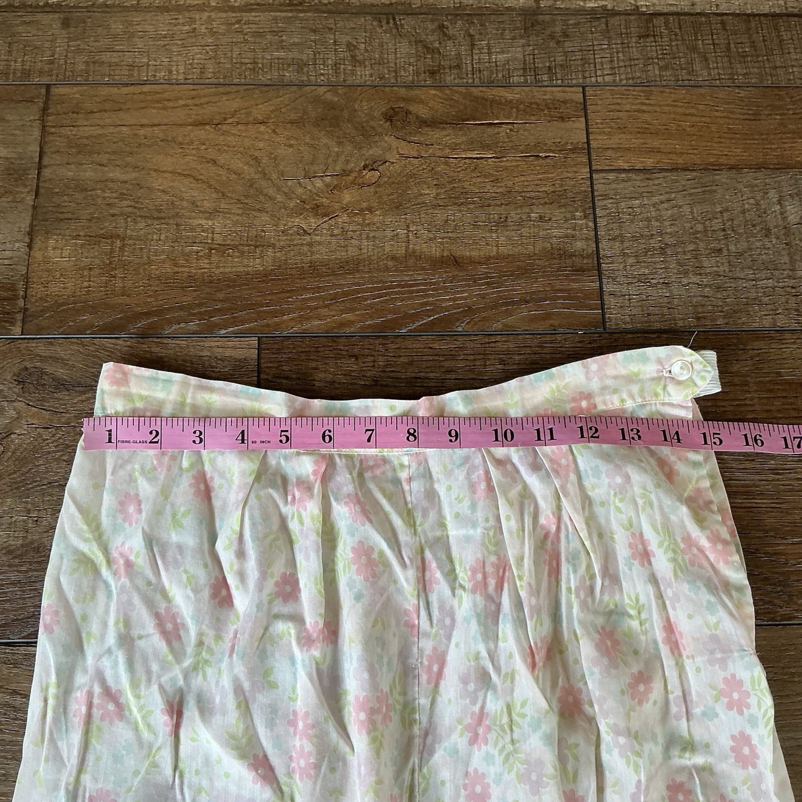 80s VTG Floral Pajama Pants Women’s M Pastel Cottagecore Elastic Waist #261118