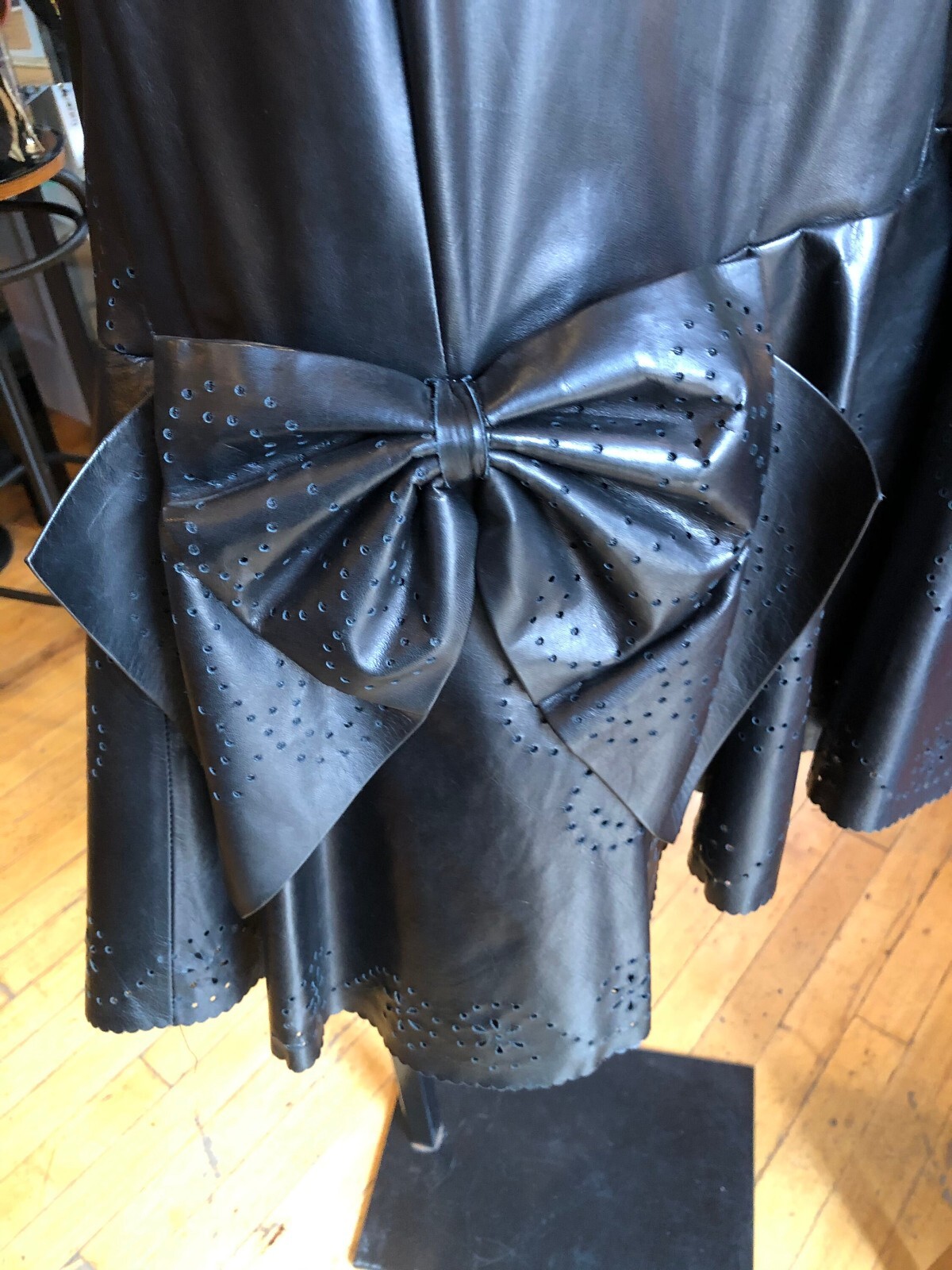 Vintage 80’s Black Leather and Silk-like Lined Dress Women’s Medium