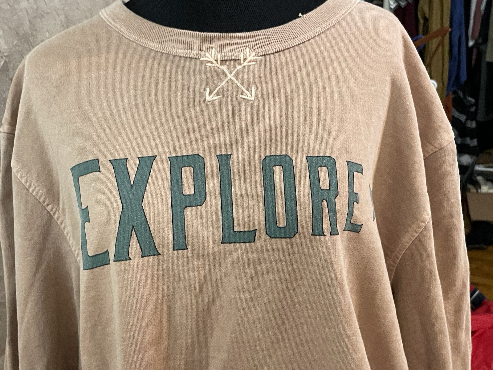 KJP Arrow Knit Crew Explore Sweatshirt Men’s Large 100% Cotton New England USA