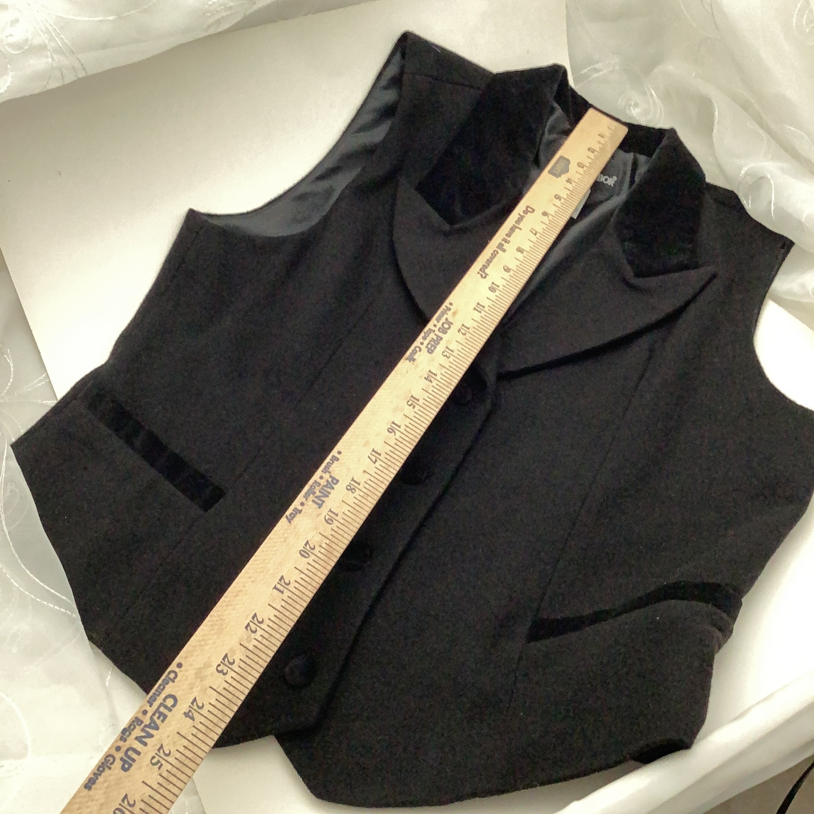 Vintage Sag Harbor Tailored Vest 90s Career Wear Velvet Trim Structured Top Y2k