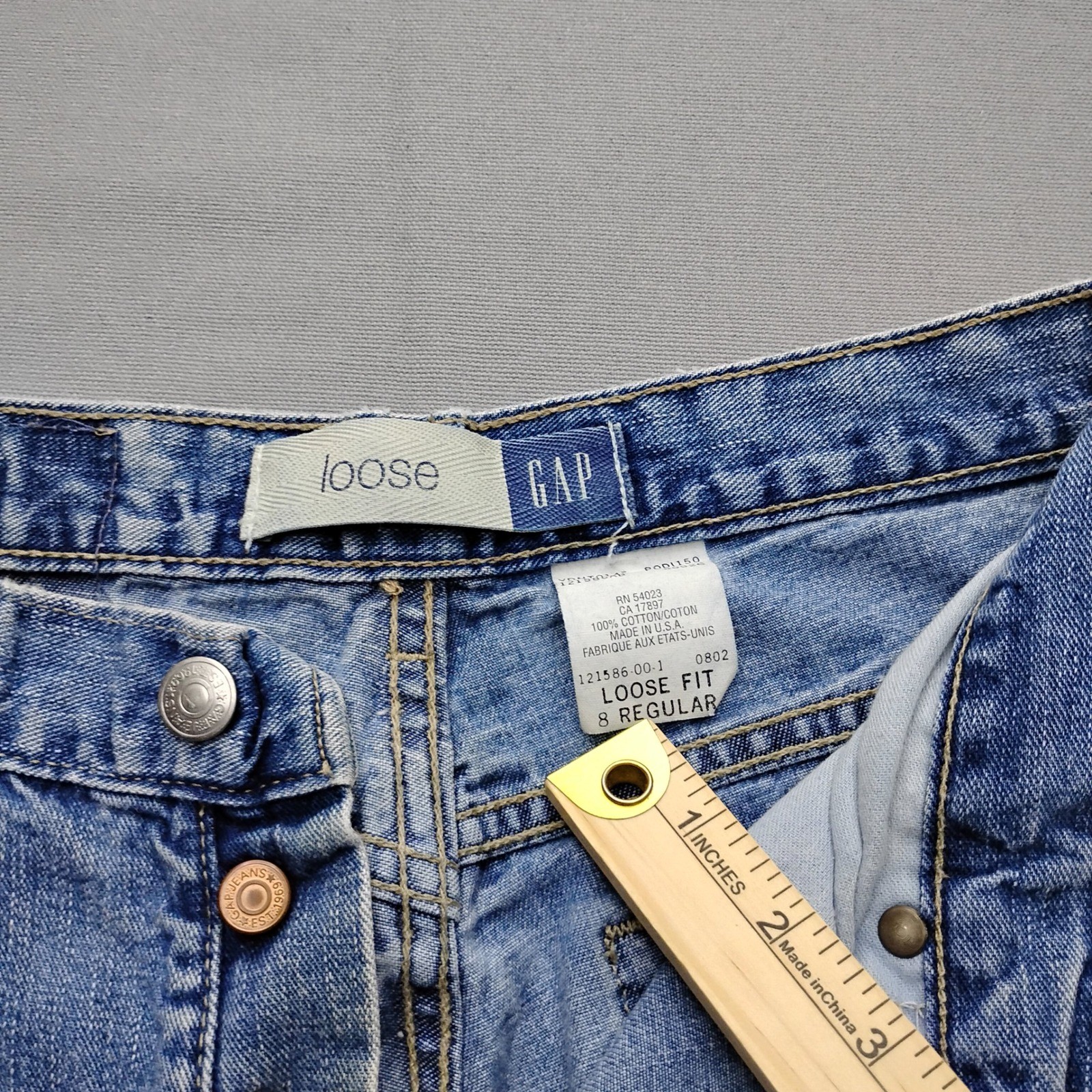 Vintage Gap Loose Fit Jeans Womens 8 Regular Blue Denim Made in USA Button Fly