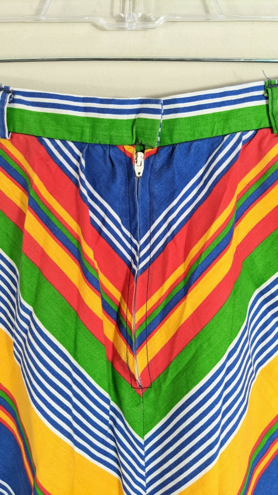 1970’s cotton A line striped True Vintage Skirt pockets 27 inch waist stripes