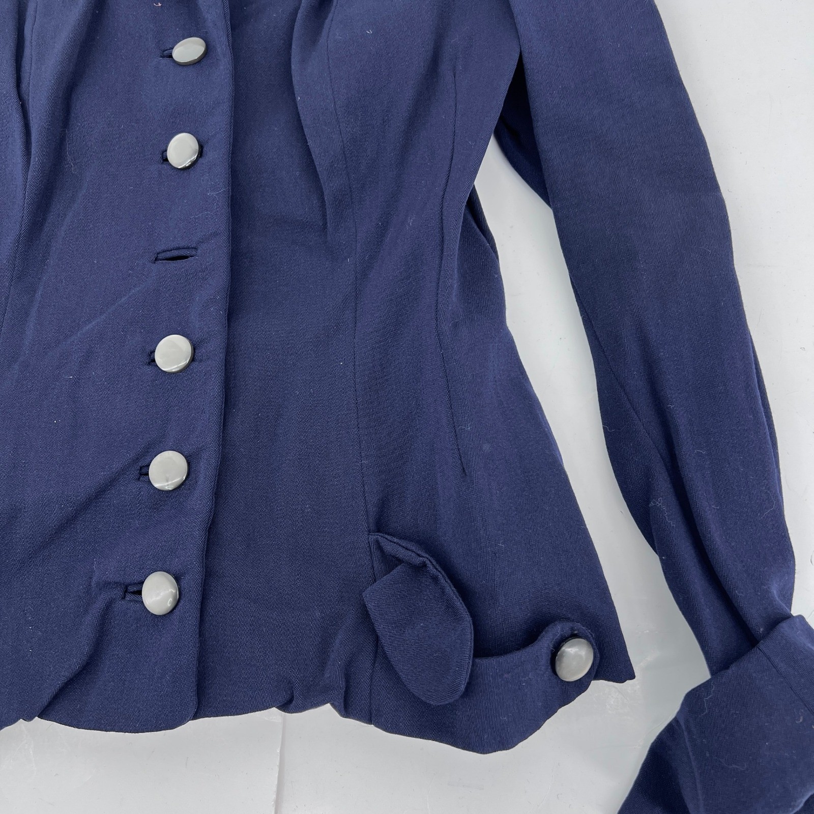 Vintage 1940s Navy Blue Tailored Blazer Jacket WWII Era