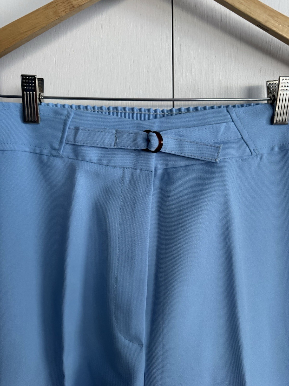 Vintage 1970’s Baby Blue Polyester Pants Flat Front Wide Leg High Rise