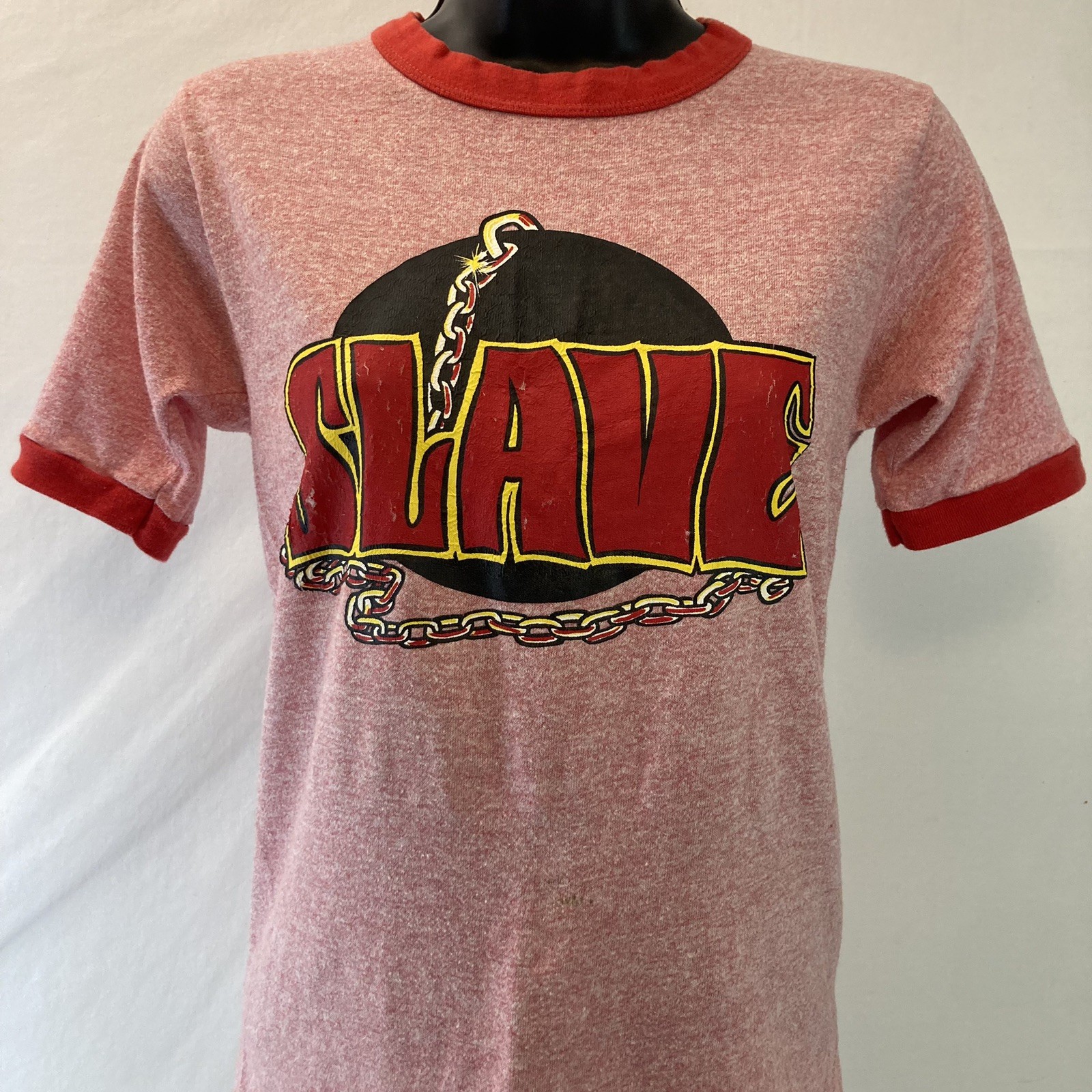 Vintage 70s Slave Band Tshirt Women’s S Single Stitch Ringer RARE Funk Soul R&B