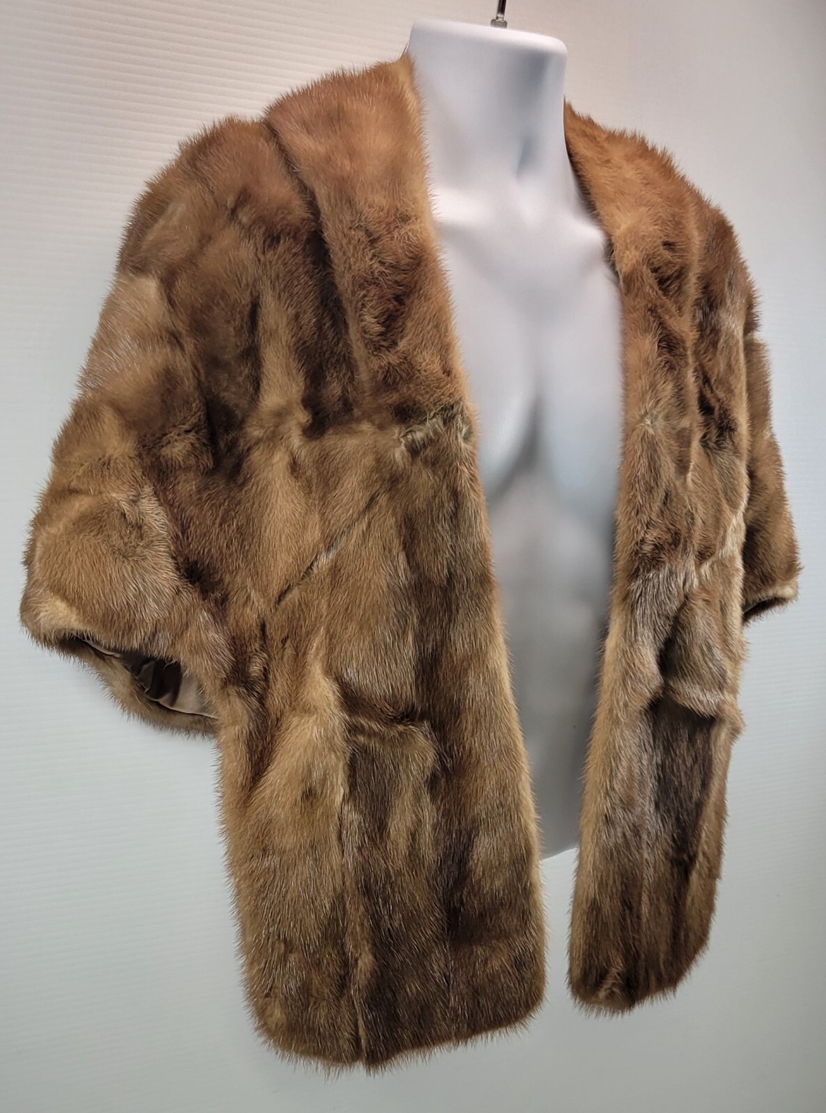 N) Vintage Mob Wife Era Women Over the Shoulder Collar Fur Stole Shawl Vest