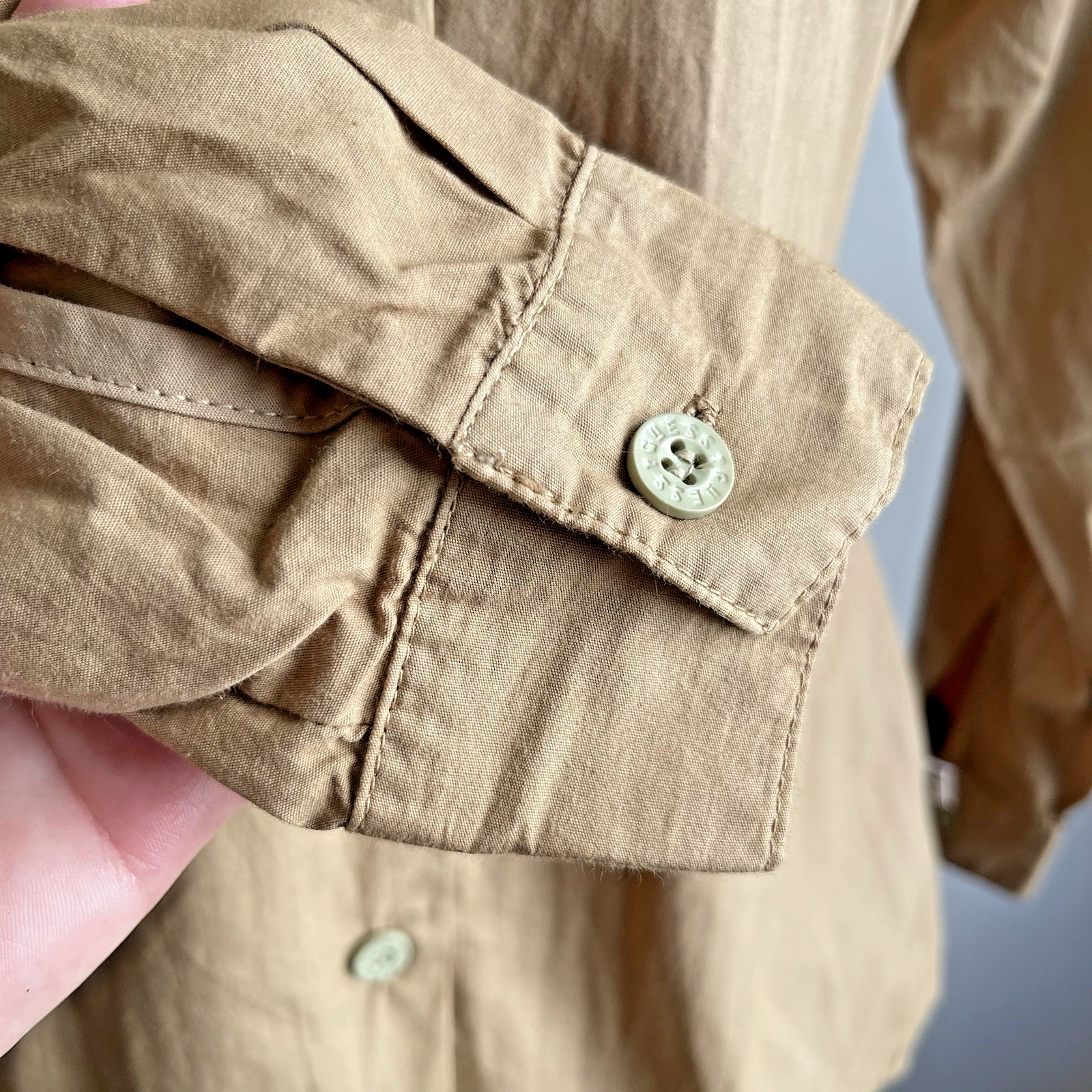 Vintage 80s Georges Marciano GUESS Shirt Button Collar Brown Cotton USA Made 3