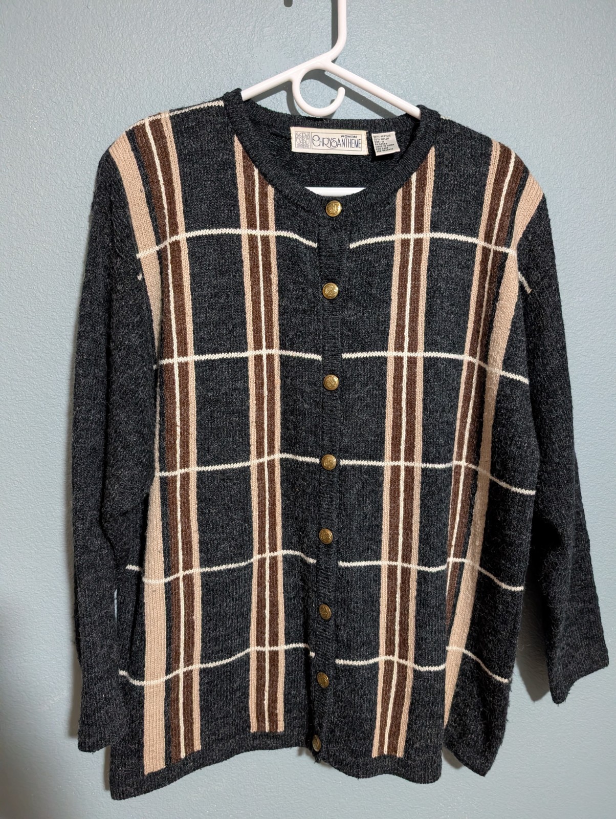 Vintage 90’s Chrysantheme Grandpa Cardigan Nautical Metal Buttons Cozy Sweater
