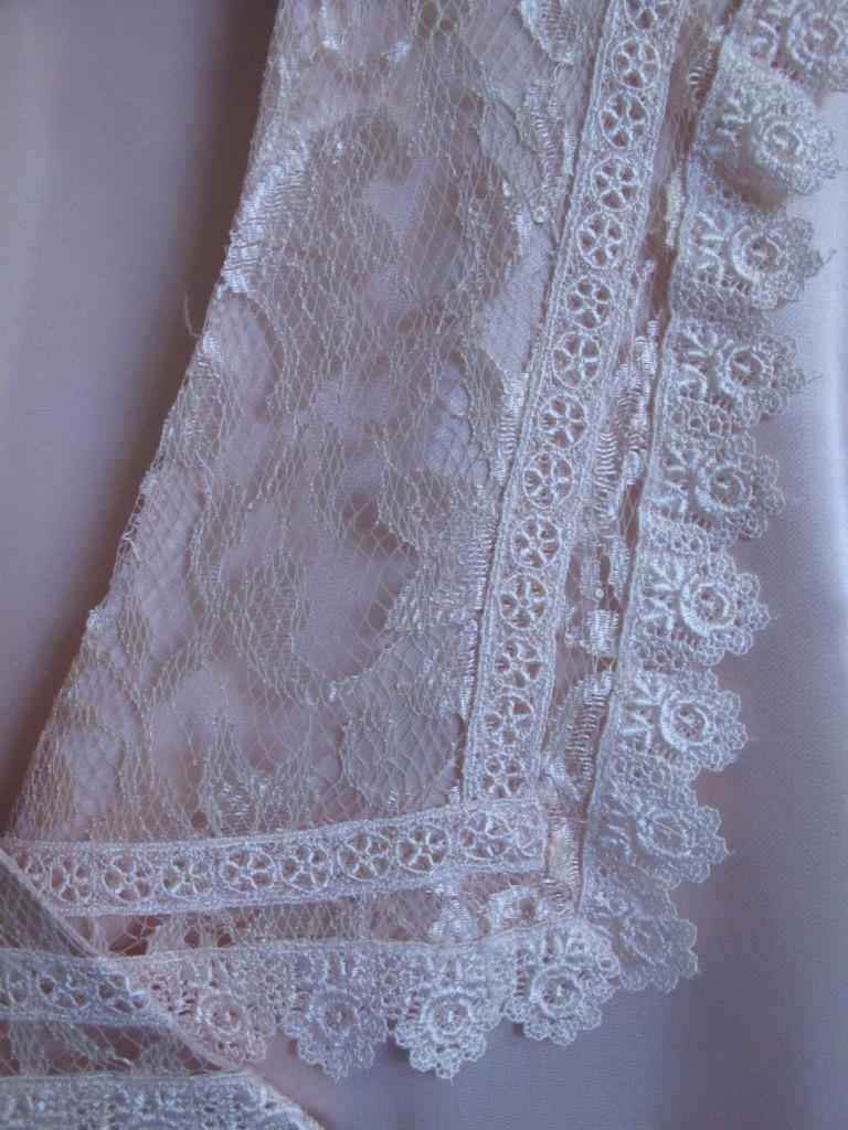 Vintage San Andre Silky Blouse 10 Pink Lace Victorian Collar Slick Shiny Satin