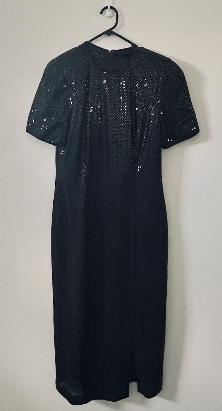 Keri Craig Dress Black Size 10-12 AU&UK/6-8 US Vintage Sequin Midi Front Split