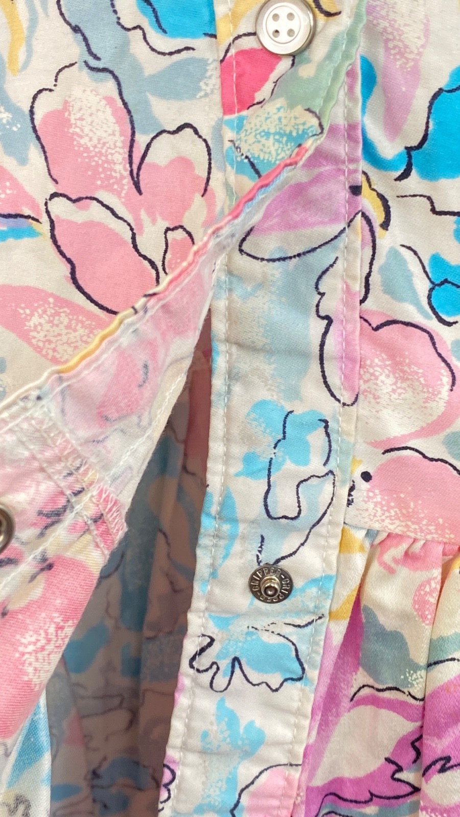 Vintage 1980s pink floral lounge dress muumuu short sleeves tent white cotton