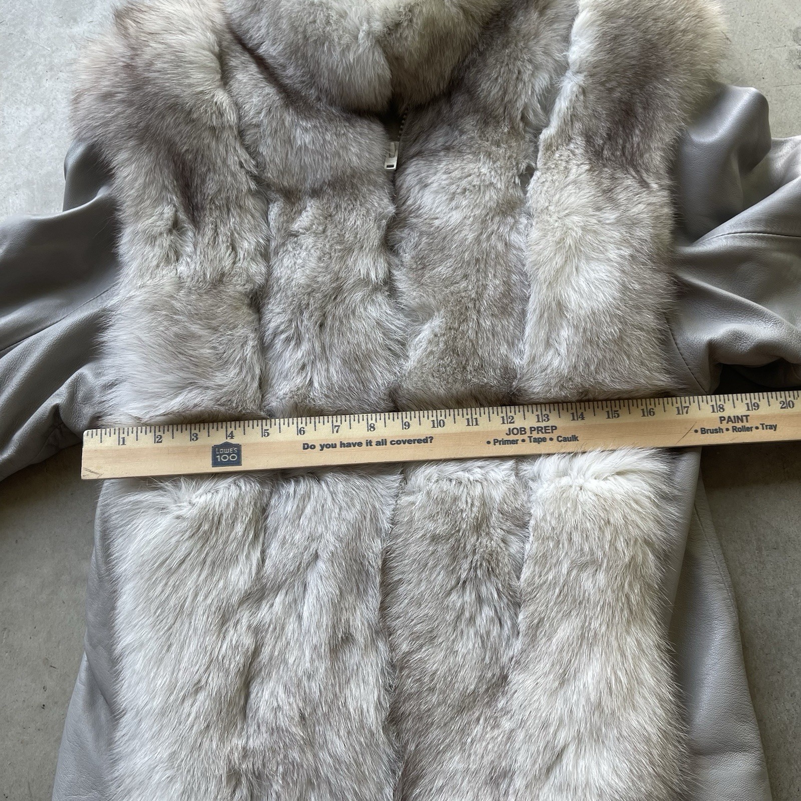 VTG Saga Fox Fur Jacket Coat Size Small Gray Leather 70s Blue Fox Mobwife Y2K