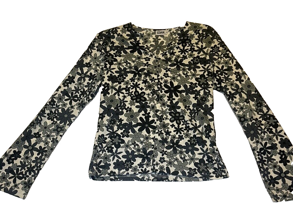 Vintage 1990s Cool Wear Retro Daisy Belly Shirt Hippie 100% Polyester Sz M Y2K