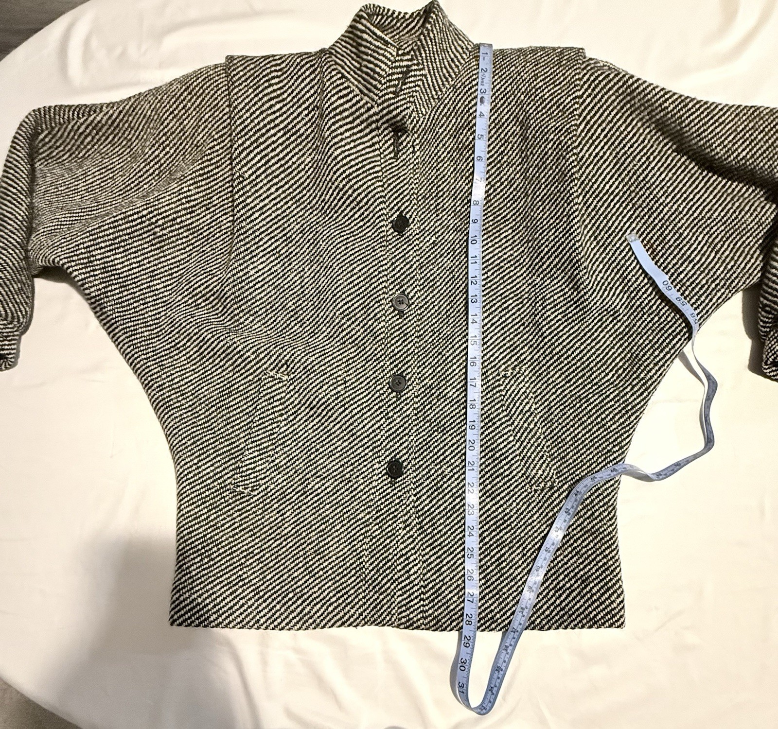 Vintage Women’s Barbarella 100% Pure New Wool Black & White Tweed Pattern Sz9/10
