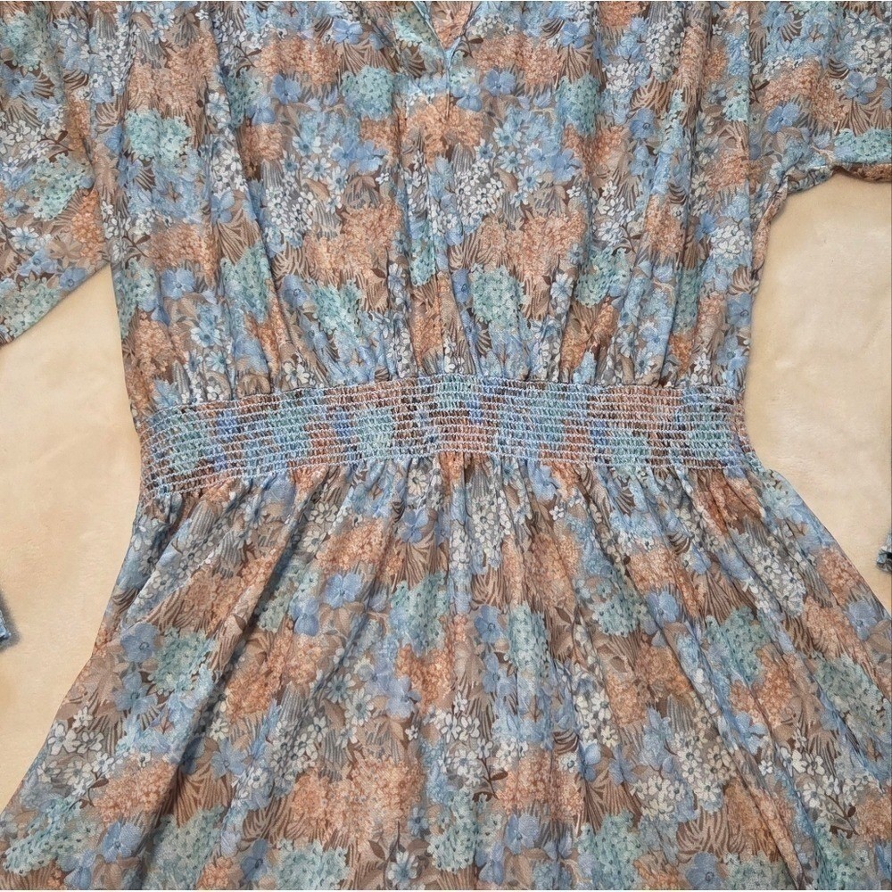 Vintage Country Miss Prairie Western Inspired Summer Floral Midi Dress Size 16