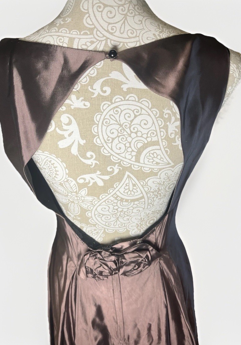 Vintage 1990s Y2K DRESS Metallic Rose Gold Formal Prom Gown Party All That Jazz