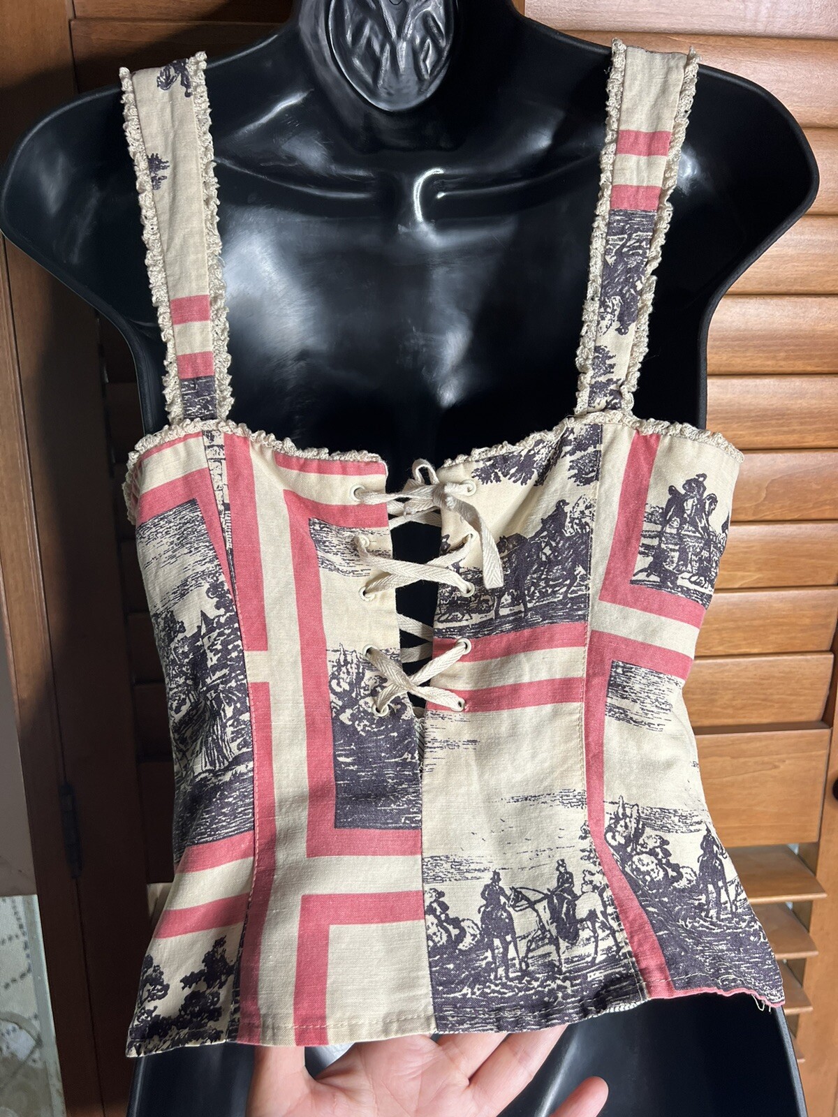 Vintage Y2K 90s Nanette Lepore Corset Top Blouse Whimsey Goth Western Cottage 6
