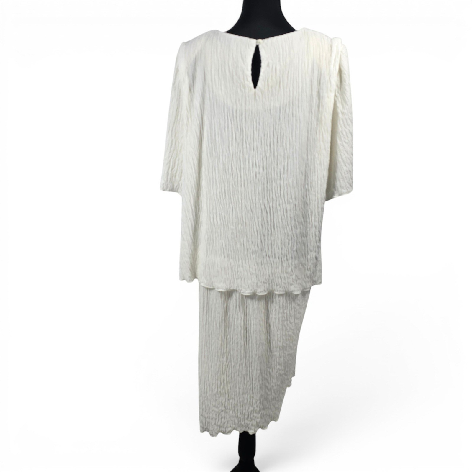 Vintage Riccardo e Barone White Crinkle Textured Dress Woman Plus Size 20.5 USA