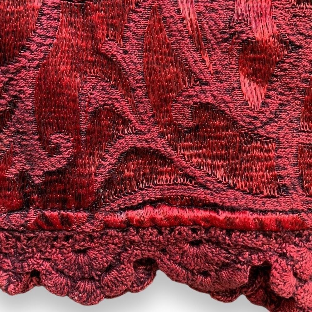 Vintage Flashback Jacket Metallic Cherry Red Floral Detail Lace Embroidery