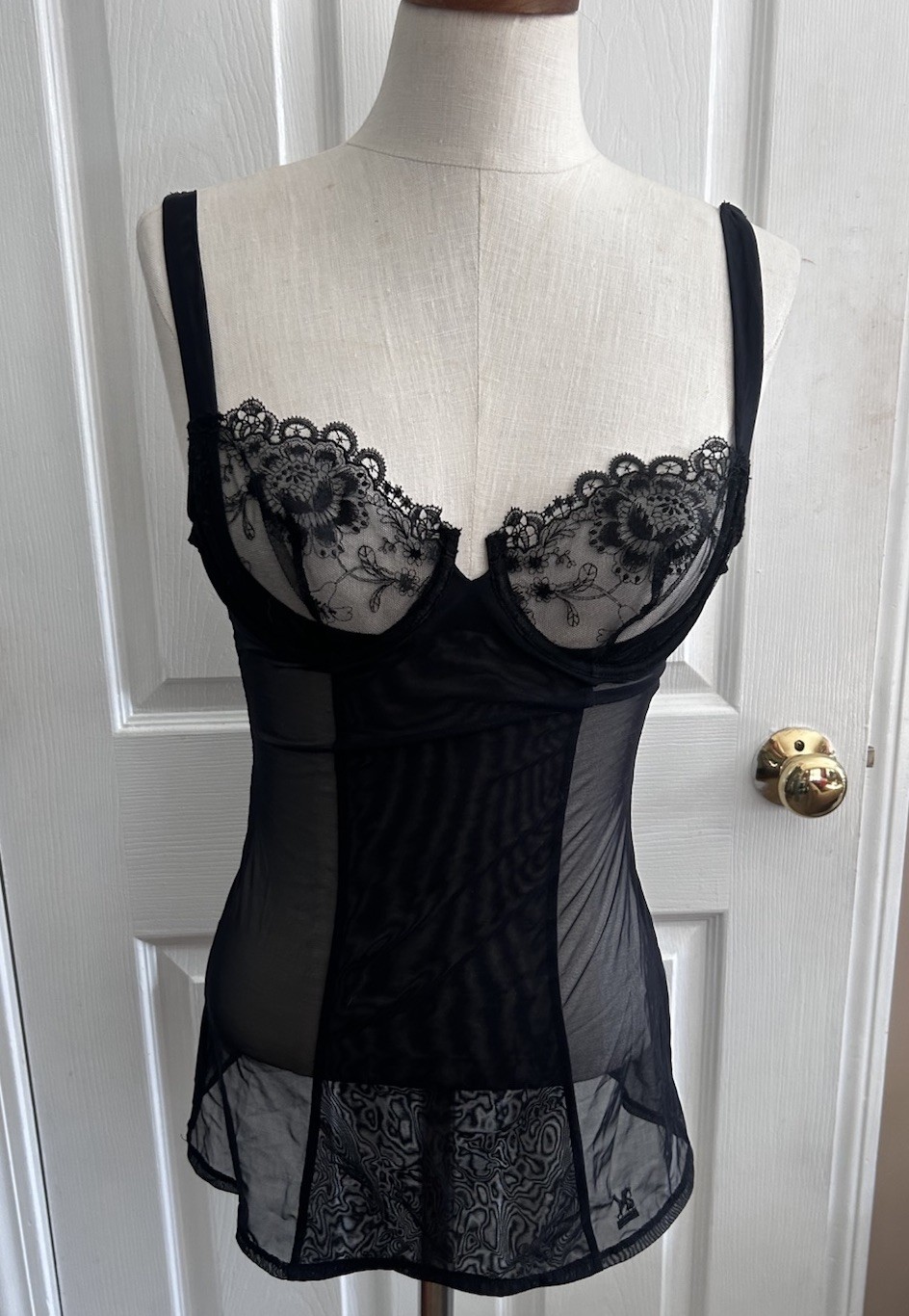 Victoria’s Secret 2008 Black Lingerie Babydoll SZ 34 B Lace Sexy