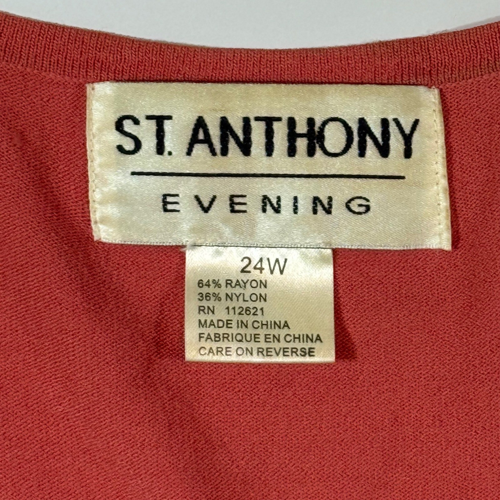 VTG St. Anthony Evening Beaded Peacock Top Womens 24W Coral Pink Sleeveless Knit
